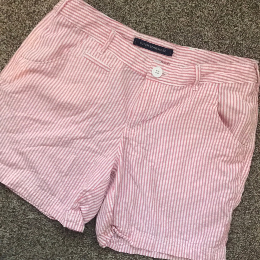 Pink & white striped shorts